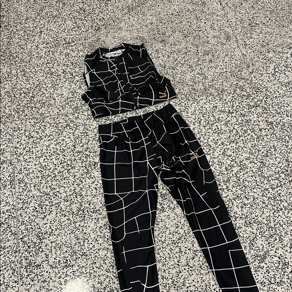 Puma Black and White Grid Pattern 2 Piece Set